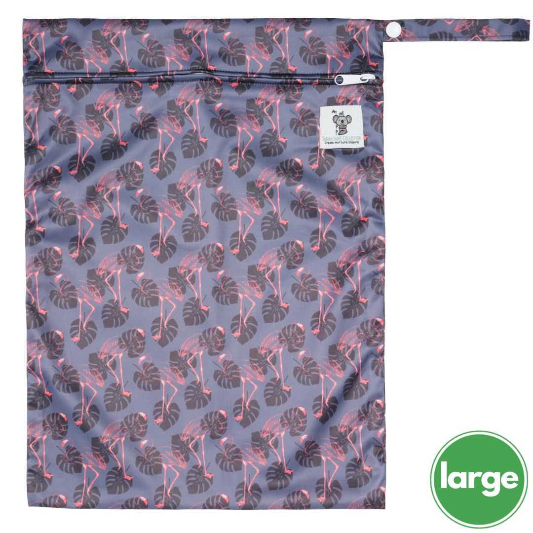 Waterproof Zip Wet Bag (Large) - Faded Flamingo - 40x30cm