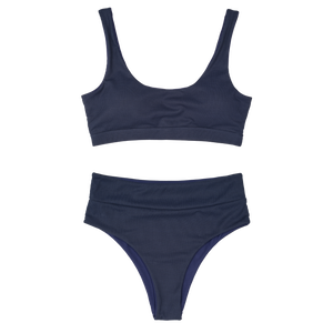 Ribbed Bikini Bottoms | High Waisted | Ocean Blue