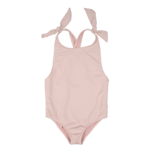 Blush Pink Bow Swimsuit - Ribbed // Nude