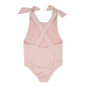 Blush Pink Bow Swimsuit - Ribbed // Nude
