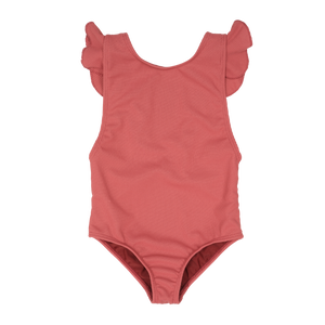 Rusty Ruffles Swimsuit- Ribbed // Rust