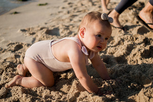 Blush Pink Bow Swimsuit - Ribbed // Nude