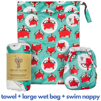 Baby & Toddler Swim Bundle with Towel - Green Fox