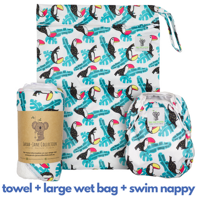 Baby & Toddler Swim Bundle with Towel - Toucan Aqua