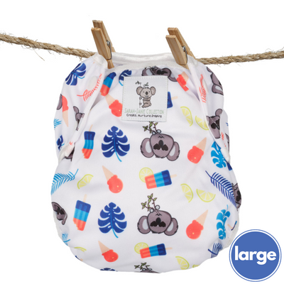 Reusable Swim Nappy- Blue Koala LARGE