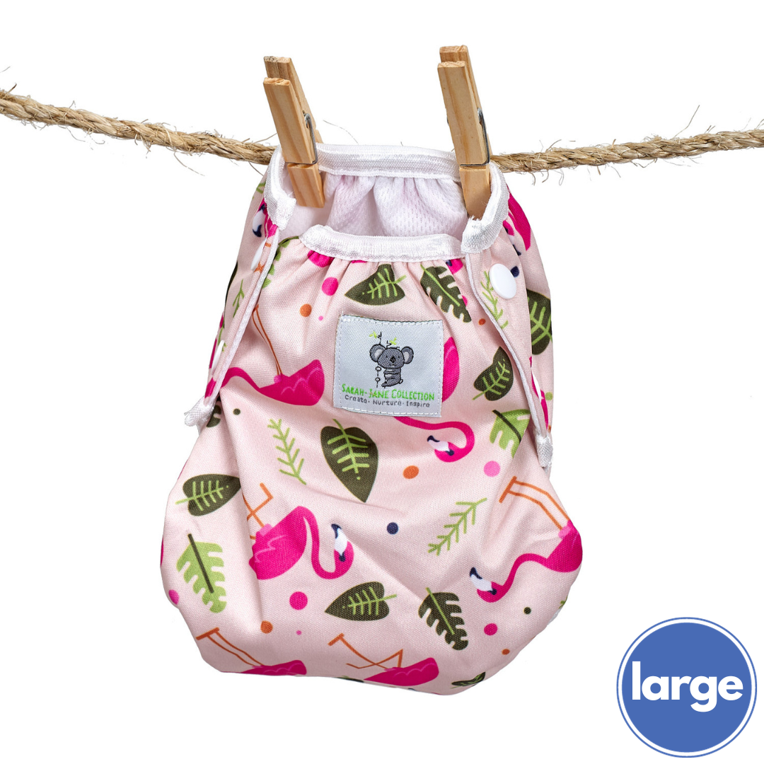 Reusable Swim Nappy- Pink Flamingo LARGE