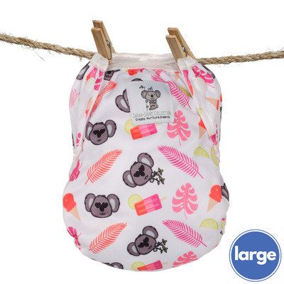 Reusable Swim Nappy- Pink Koala LARGE