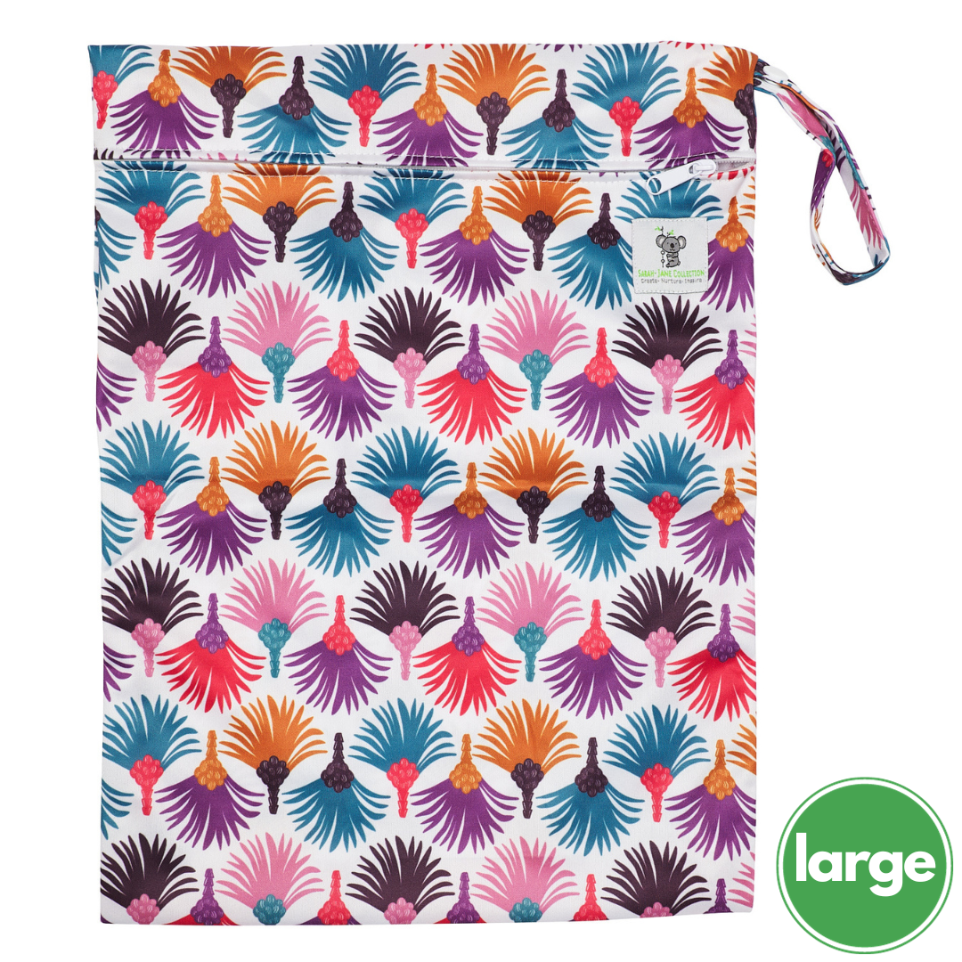 Waterproof Zip Wet Bag (Large) - Carnival Feather - 40x30cm