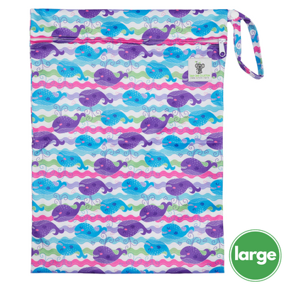 Waterproof Zip Wet Bag (Large) - Purple Whale - 40x30cm