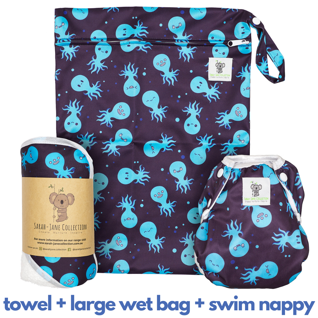Baby & Toddler Swim Bundle with Towel - Blue Octopus
