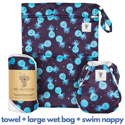 Baby & Toddler Swim Bundle with Towel - Blue Octopus