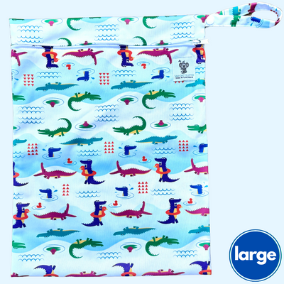 NEW ONE OF A KIND DESIGN Waterproof Zip Wet Bag (Large) - Crocodiles - 40x30cm