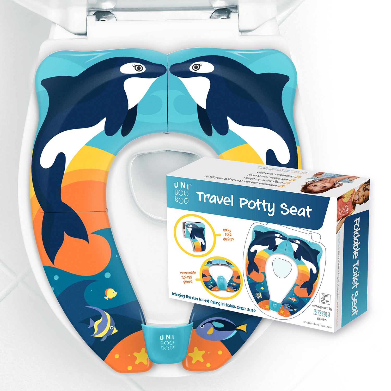 NEW DESIGN UNI BOO BOO Kid's Portable Travel Potty Seat - Orca Whale