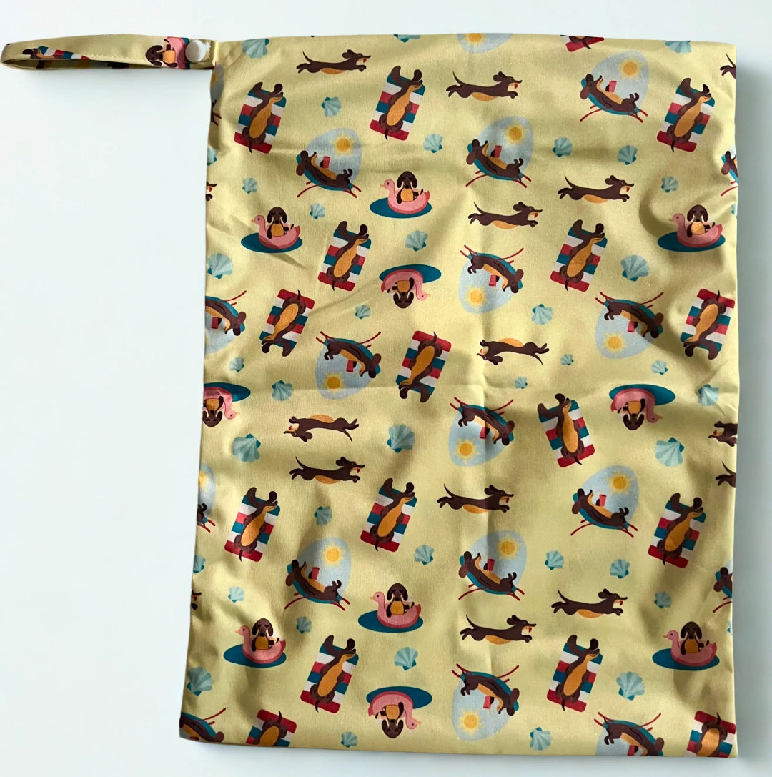 Waterproof Zip Wet Bag (Large) - Puppies - 40x30cm (New Design)