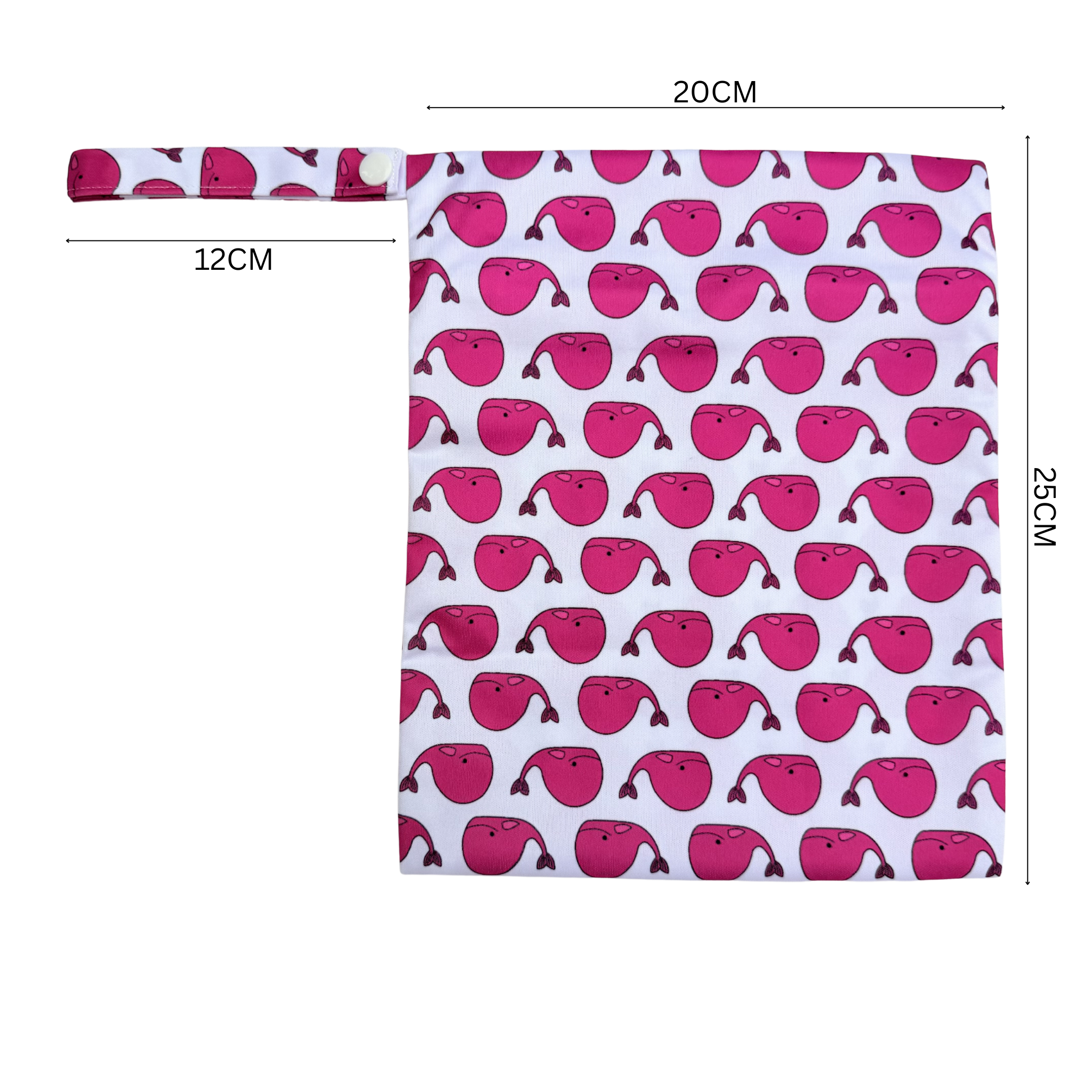 Waterproof Wet Bag - Fuschia Pink Whale