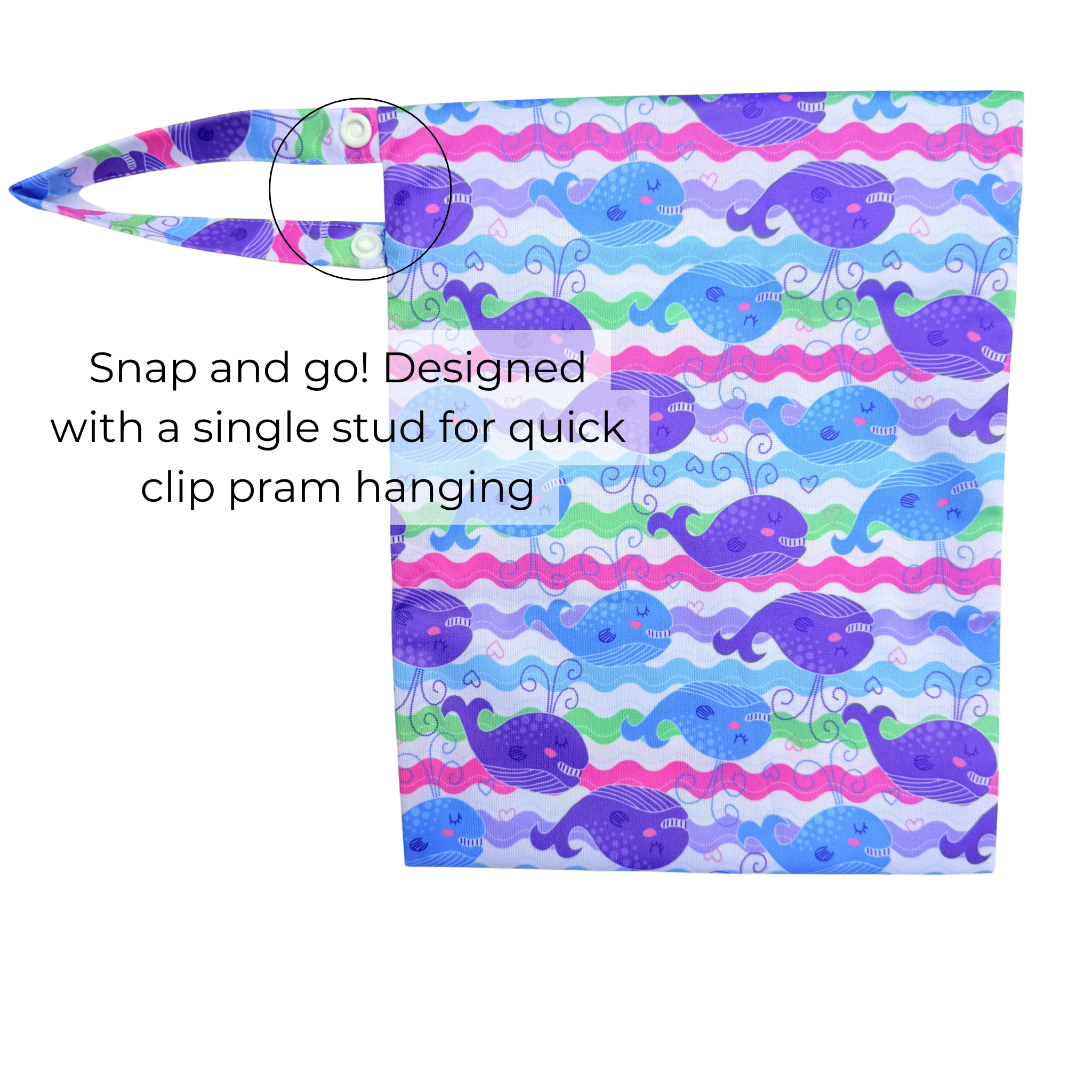 Waterproof Wet Bag - Purple Whale