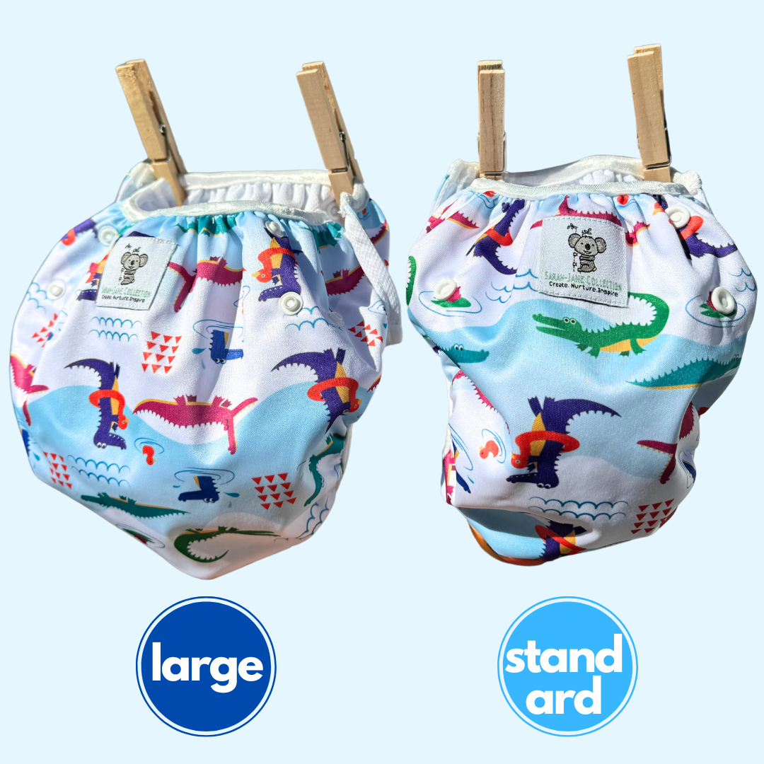 NEW ONE OF A KIND DESIGN! Crocodile Reusable Swim Nappy - Standard & Large
