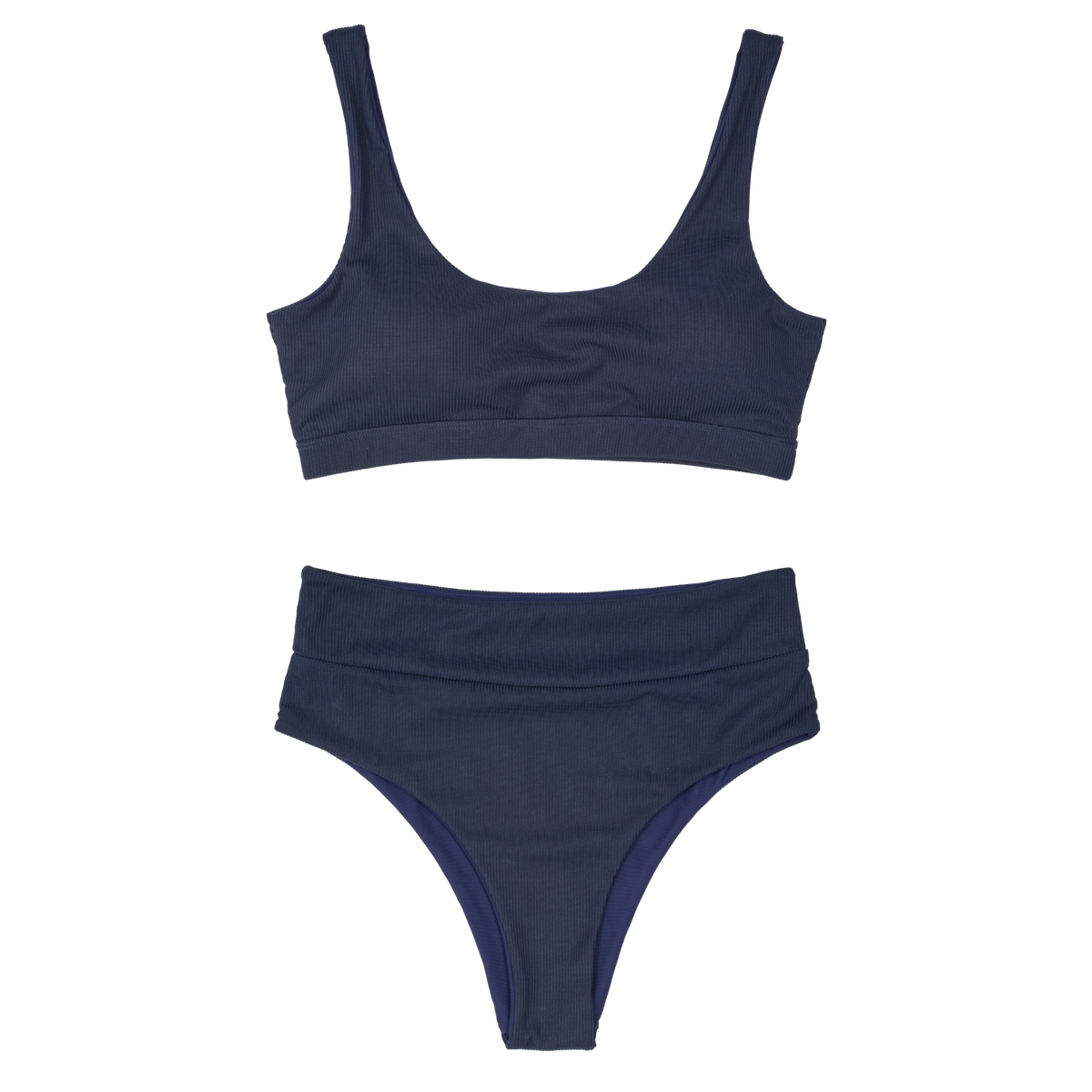 Ribbed Bikini Bottoms | High Waisted | Ocean Blue