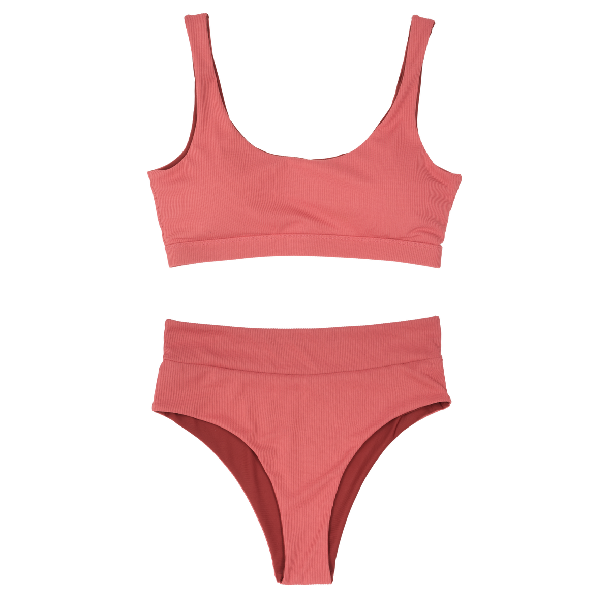 Ribbed Bikini Bottoms | High Waisted | Rust