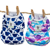 Reusable Swim Nappy Bundle - Set of 2 - Blue Whale & Purple Whale