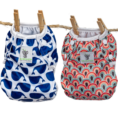 Reusable Swim Nappy Bundle - Set of 2 - Blue Whale & Rainbow