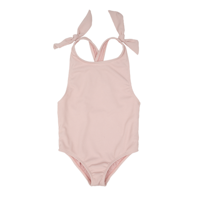 Blush Pink Bow Swimsuit - Ribbed // Nude