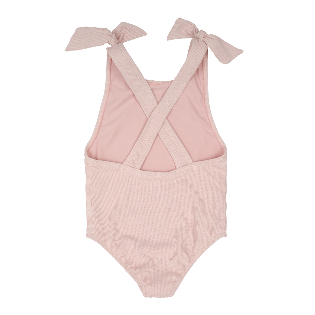 Blush Pink Bow Swimsuit - Ribbed // Nude