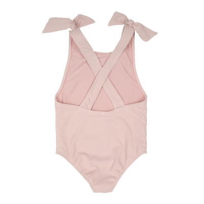 Blush Pink Bow Swimsuit - Ribbed // Nude