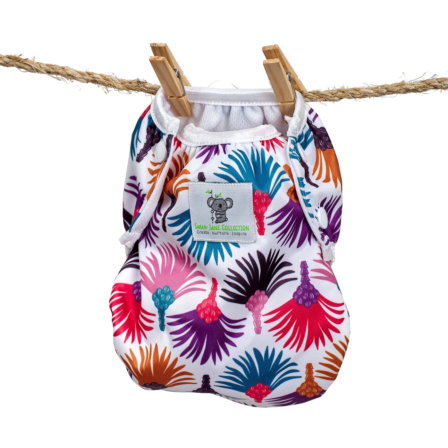 Reusable Swim Nappy- Standard- Carnival Feather