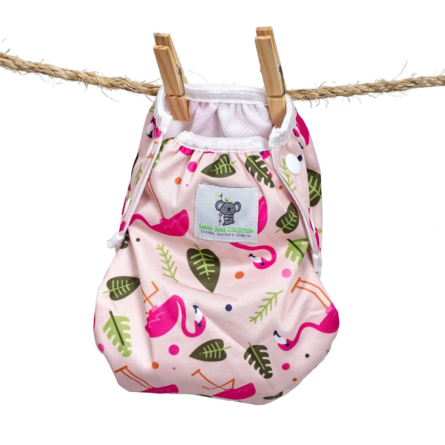 Toddler Swim Diaper Size 5 And 6 Adjustable - Pink Palm Trees
