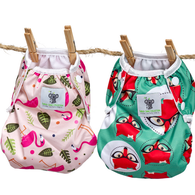 Reusable Swim Nappy Bundle- Set of 2 - Flamingo & Fox