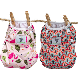 Reusable Swim Nappy Bundle- Set of 2 - Flamingo & Rainbow