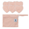 Nursing Pads & Wet Bag- Set of 6- Heart- Dusty Pink