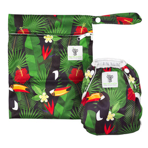 Reusable Swim Nappy & Waterproof Wet Bag- Toucan Jungle