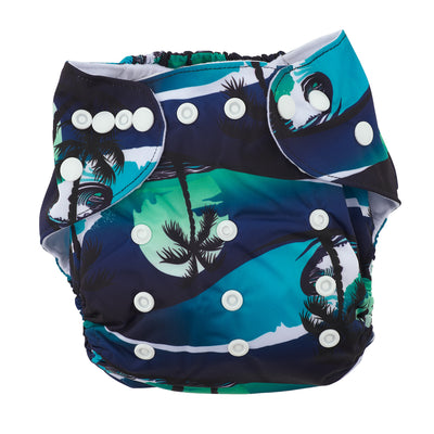 Modern Cloth Nappy (Pocket-OSFM)- 0-3 yrs- Night Palms + Inserts