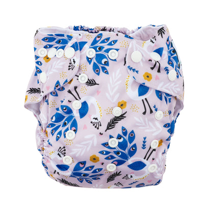 Modern Cloth Nappy (Pocket-OSFM)- 0-3 yrs- Peacock + Inserts