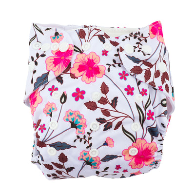 Modern Cloth Nappy (Pocket-OSFM)- 0-3 yrs- Spring Meadow + Inserts