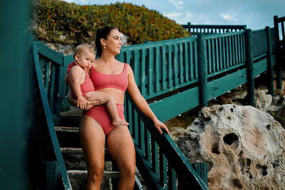 Ribbed Bikini Bottoms | High Waisted | Rust