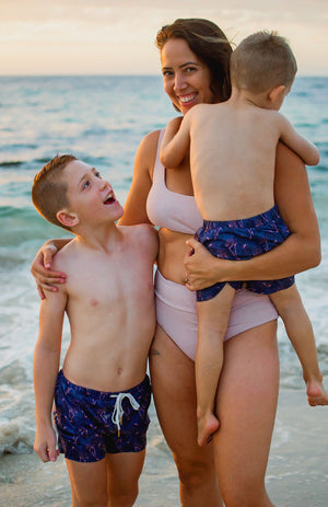 BOYS Board Shorts | Swim Shorts | Faded Flamingo