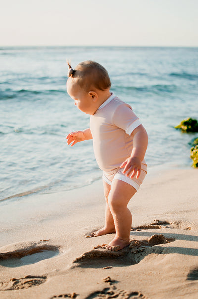 Blush Pink All-In- One- Ribbed Swimsuit // Nude