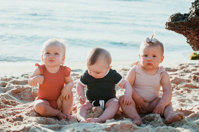 Blush Pink Bow Swimsuit - Ribbed // Nude