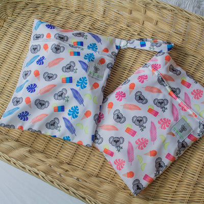 Reusable Swim Nappy & Waterproof Wet Bag- Pink Koala